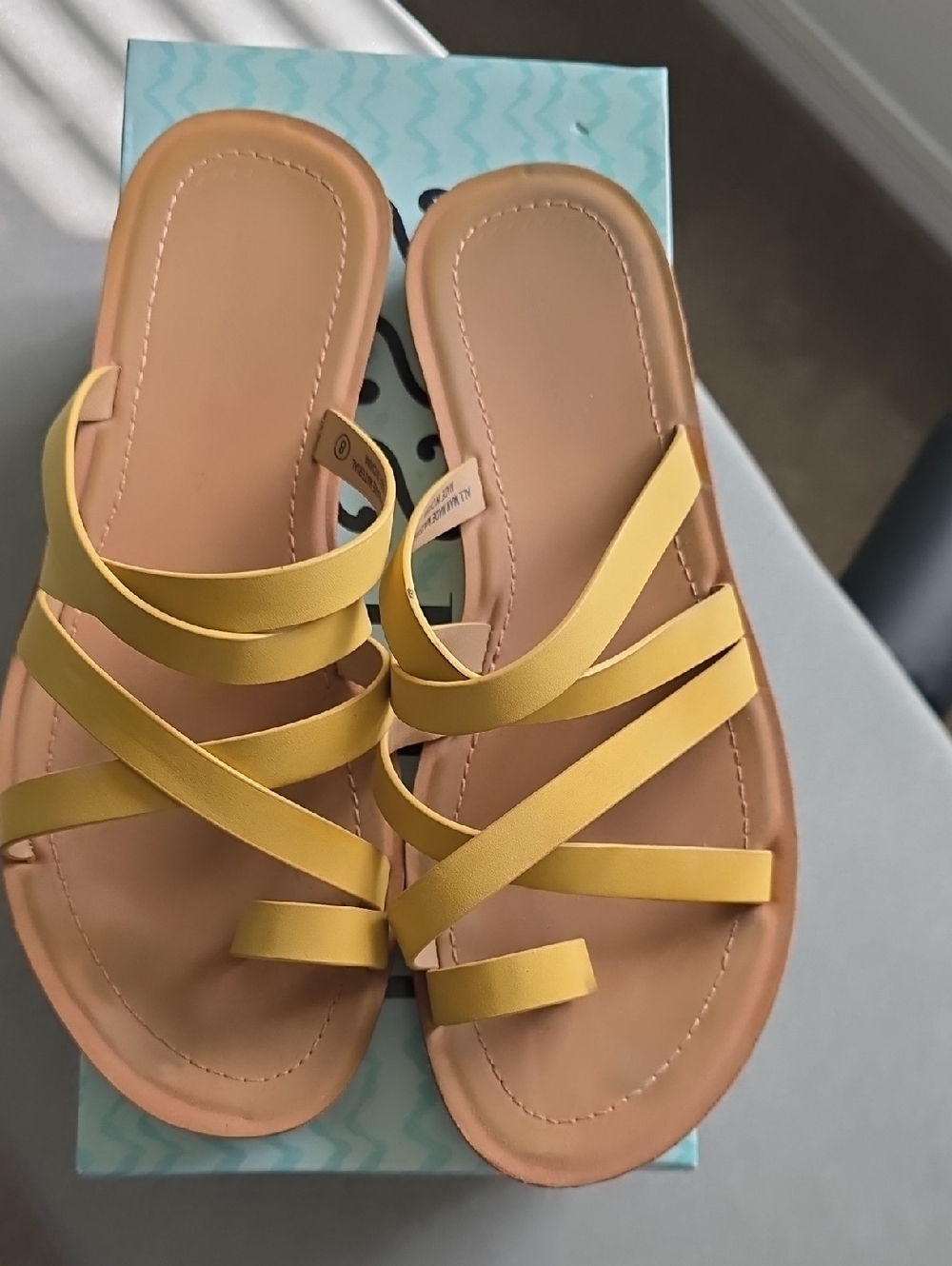 Strappy Yellow Slide Sandals for Women - DEPT222
